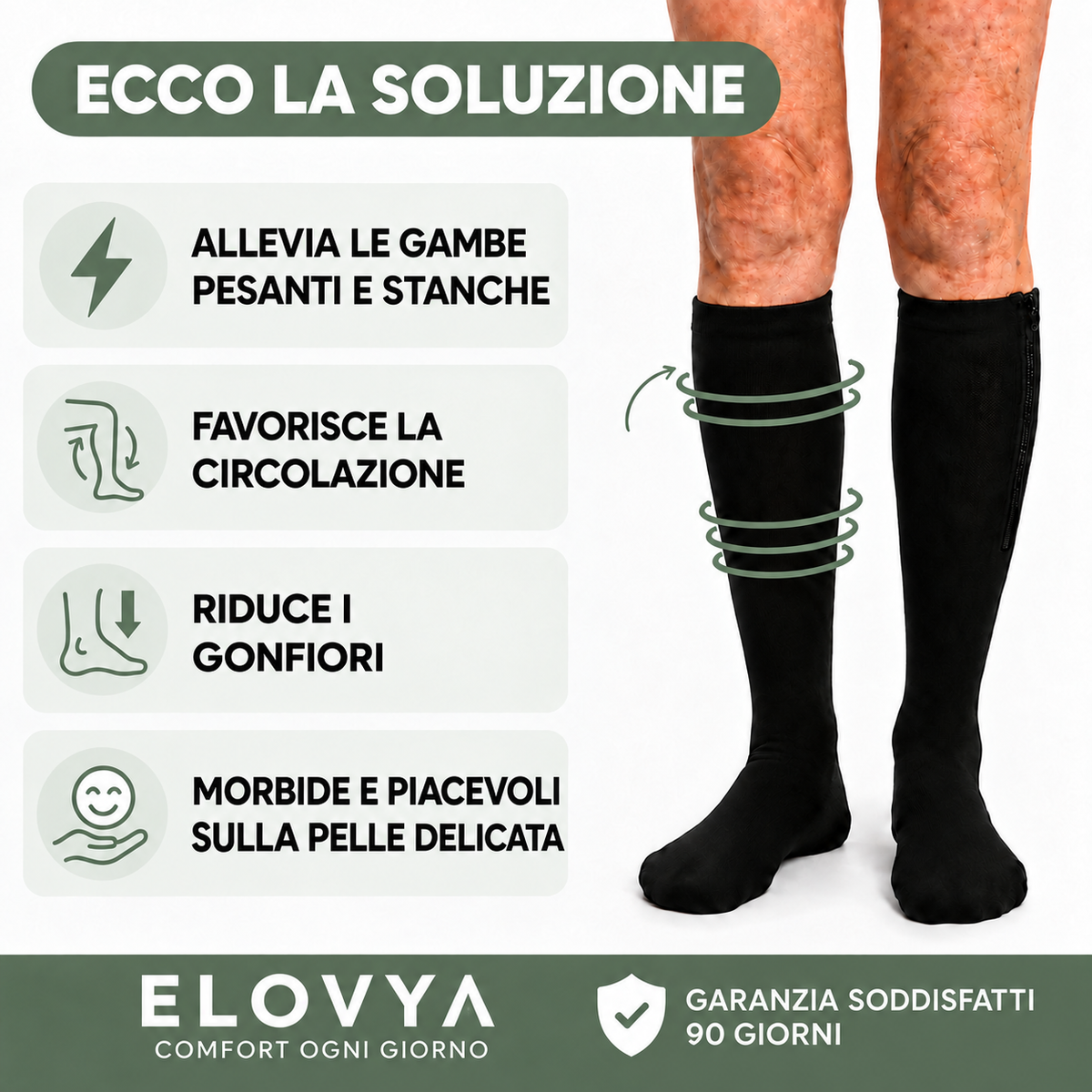 Elovya Calze a Compressione con Zip
