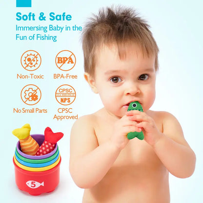 TinyCatch™ Montessori Fishing & Sorting Set - Keeps Toddlers Busy While Learning Colors & Counting