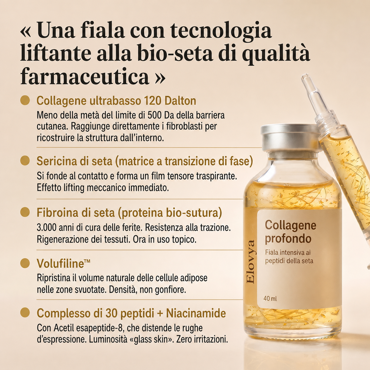 Fiala al collagene e peptidi della seta