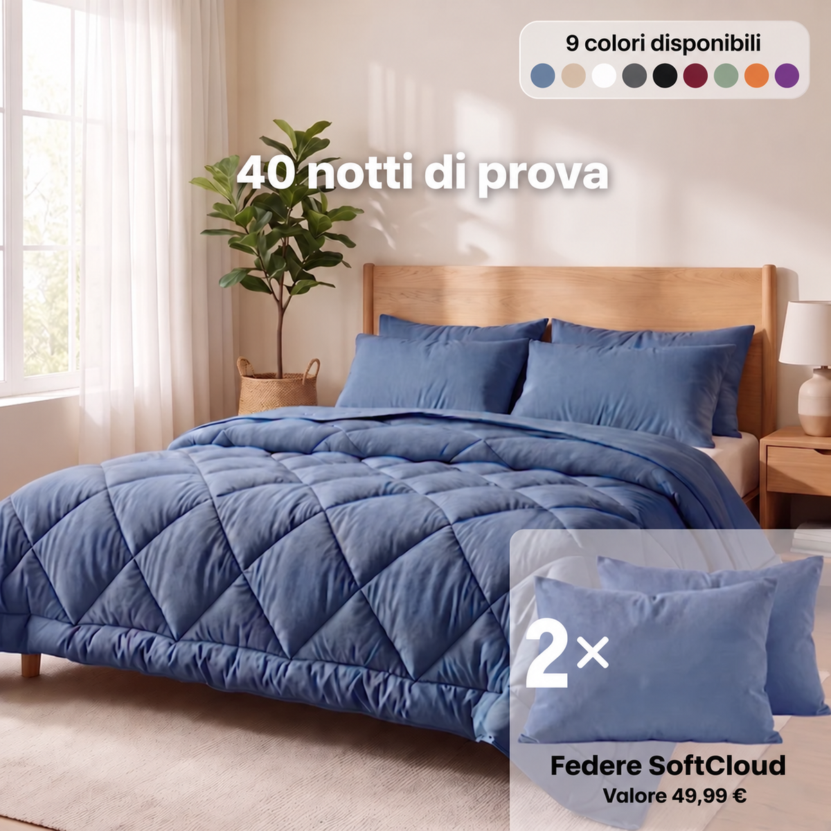 Piumone Elovya® 2 in 1 che elimina la necessità delle lenzuola