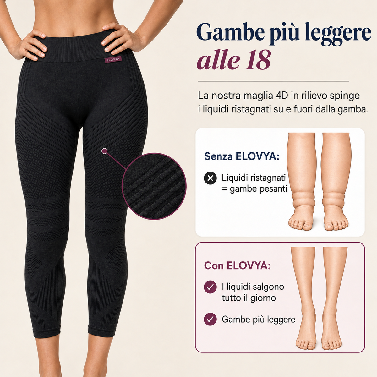 Elovya leggings lipedema compressione 4D