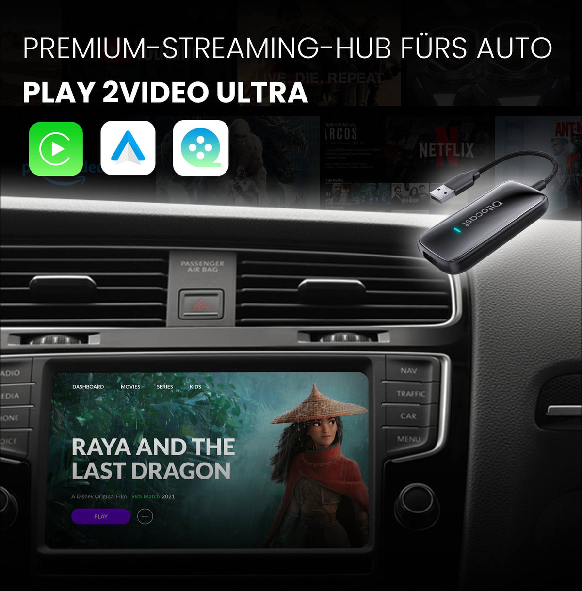 ⏳ 12-Stunden-Blitzangebot! Nicht verpassen! 💥 Play2Video Ultra Wireless CarPlay/Android Auto All-in-1 Adapter