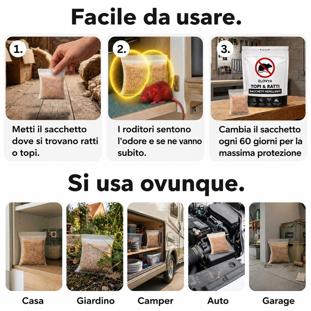 Elovya sacchetti repellenti topi e ratti