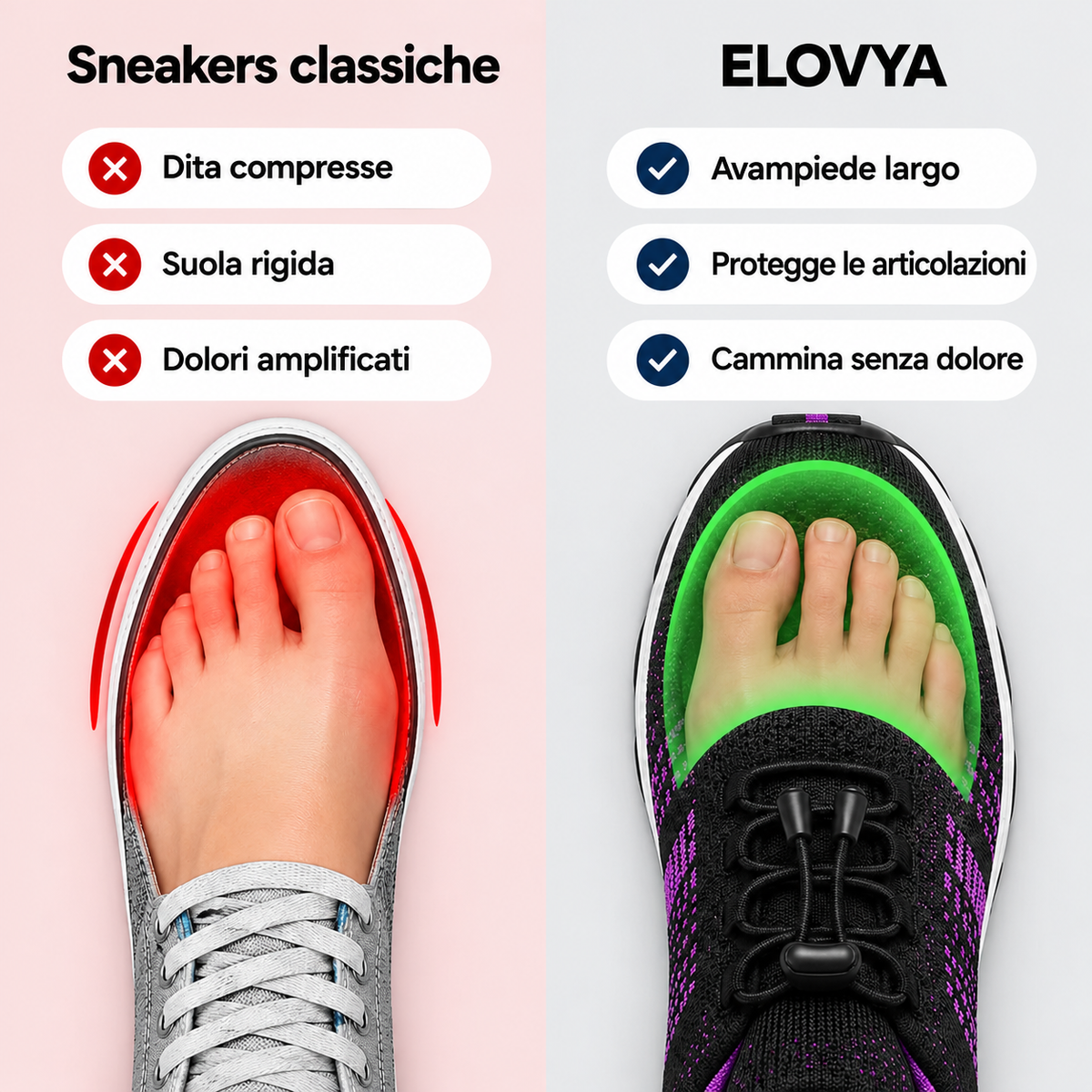 Elovya scarpe comfort per piedi gonfi e larghi