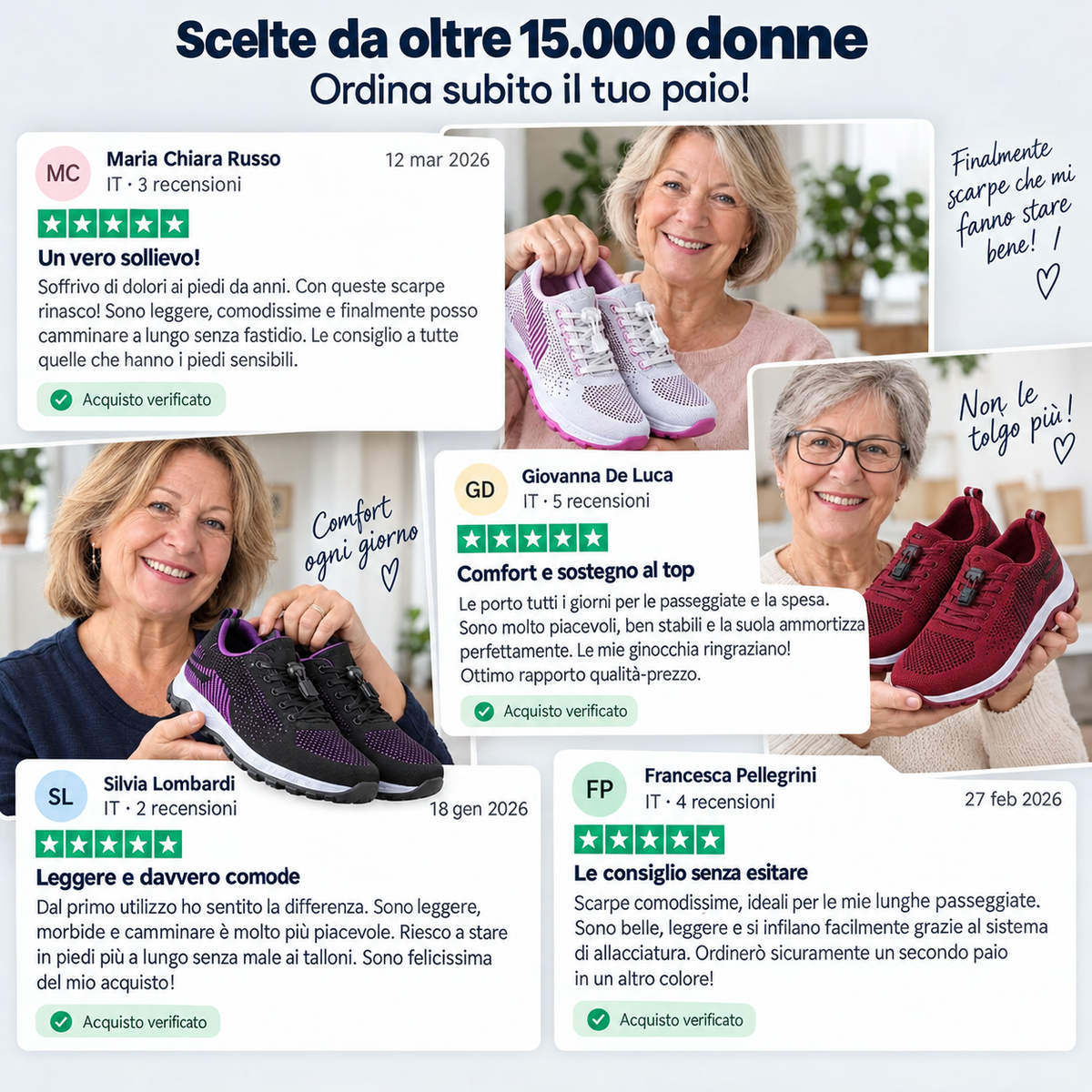 Elovya scarpe comfort per piedi gonfi e larghi